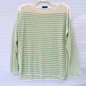 Teal striped linen sweater